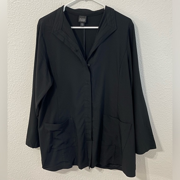 Eileen Fisher Black Wool Blend Smock Tunic - Picture 2 of 14